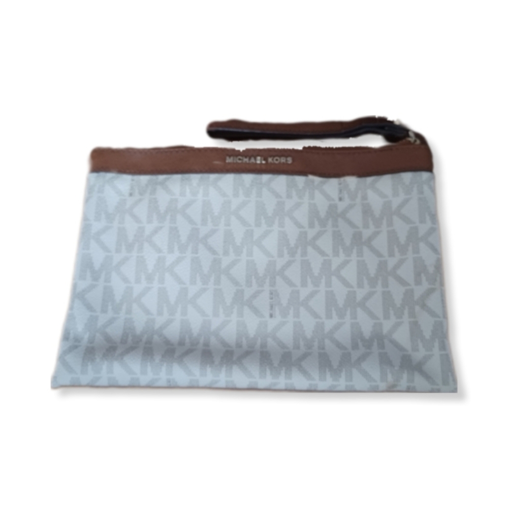 Vintage Michael Kors signature monogram logo leather white wristlet - Picture 3 of 16